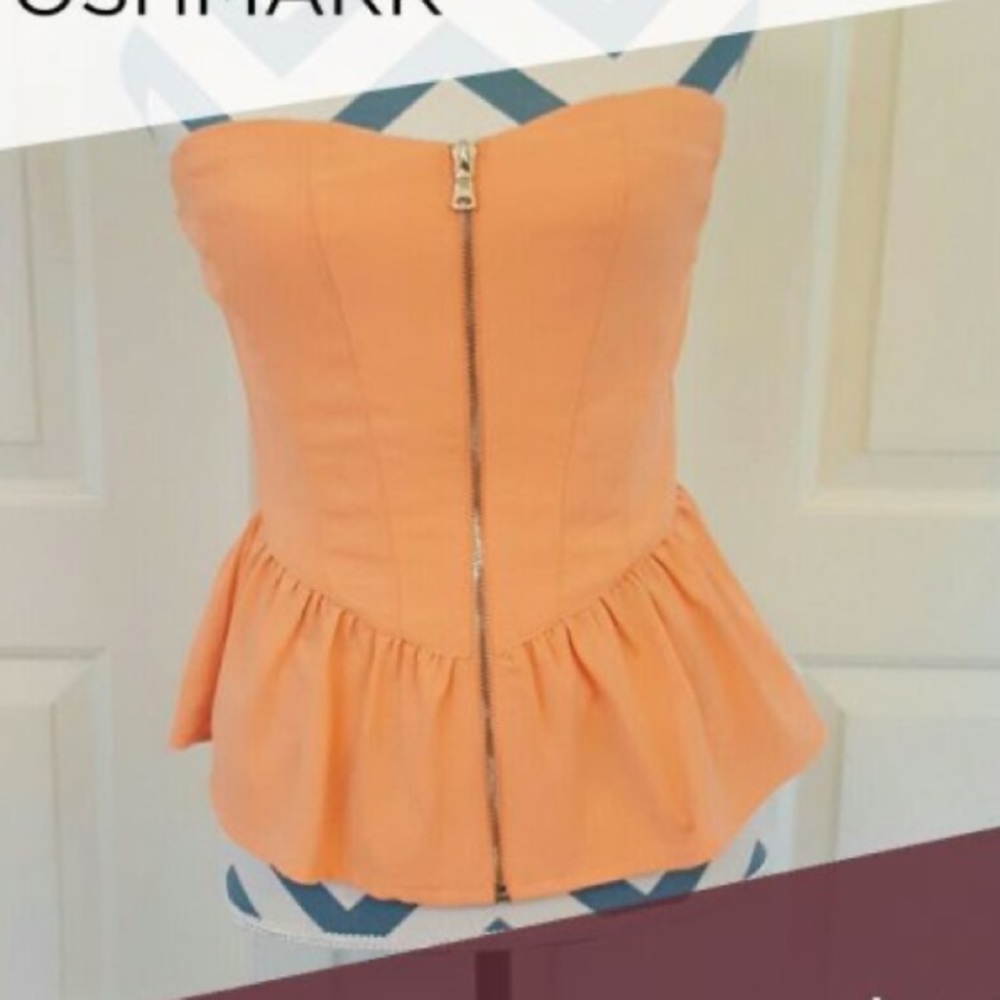 Orange Forever 21 peplum strapless top